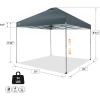 imageCROWN SHADES 10x10 Pop Up Canopy Tent  Patented Center Lock One Push Instant Outdoor Canopy Beach Tent with STONGo Bag 8 Stakes ampamp 4 Sand BagsGrid Grey10x10 Infinite Adjustment