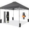 imageCROWN SHADES 10x10 Pop Up Canopy Tent  Patented Center Lock One Push Instant Outdoor Canopy Beach Tent with STONGo Bag 8 Stakes ampamp 4 Sand BagsGrid Grey10x10 Infinite Adjustment