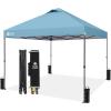imageCROWN SHADES 10x10 Pop Up Canopy Tent  Patented Center Lock One Push Instant Outdoor Canopy Beach Tent with STONGo Bag 8 Stakes ampamp 4 Sand BagsGrid Grey10x10 Adjustable