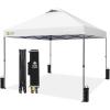imageCROWN SHADES 10x10 Pop Up Canopy Tent  Patented Center Lock One Push Instant Outdoor Canopy Beach Tent with STONGo Bag 8 Stakes ampamp 4 Sand BagsGrid Grey10x10 Adjustable