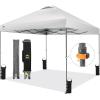 imageCROWN SHADES 10x10 Pop Up Canopy Tent  Patented Center Lock One Push Instant Outdoor Canopy Beach Tent with STONGo Bag 8 Stakes ampamp 4 Sand BagsGrid Grey10x10 Infinite Adjustment