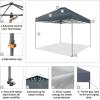 imageCROWN SHADES 10x10 Pop Up Canopy Tent  Patented Center Lock One Push Instant Outdoor Canopy Beach Tent with STONGo Bag 8 Stakes ampamp 4 Sand BagsGrid Grey10x10 Infinite Adjustment