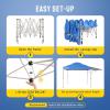 imageCROWN SHADES 10x10 Pop up Canopy Tent Patended Centerlock Instant Commercial Canopy with 150D Silver Coated Fabric Including 2 Extend Awnings 4 Ropes 8 Stakes 4 Weight Bags Navy BlueBlue