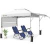 imageCROWN SHADES 10x10 Pop up Canopy Tent Patended Centerlock Instant Commercial Canopy with 150D Silver Coated Fabric Including 2 Extend Awnings 4 Ropes 8 Stakes 4 Weight Bags Navy BlueWhite
