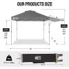 imageCROWN SHADES 10x10 Pop up Canopy Tent Patended Centerlock Instant Commercial Canopy with 150D Silver Coated Fabric Including 2 Extend Awnings 4 Ropes 8 Stakes 4 Weight Bags Navy BlueGray