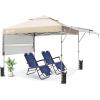 imageCROWN SHADES 10x10 Pop up Canopy Tent Patended Centerlock Instant Commercial Canopy with 150D Silver Coated Fabric Including 2 Extend Awnings 4 Ropes 8 Stakes 4 Weight Bags Navy BlueKhaki