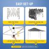imageCROWN SHADES 10x10 Pop up Canopy Tent Patended Centerlock Instant Commercial Canopy with 150D Silver Coated Fabric Including 2 Extend Awnings 4 Ropes 8 Stakes 4 Weight Bags Navy BlueGray