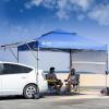 imageCROWN SHADES 10x10 Pop up Canopy Tent Patended Centerlock Instant Commercial Canopy with 150D Silver Coated Fabric Including 2 Extend Awnings 4 Ropes 8 Stakes 4 Weight Bags Navy BlueBlue