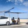 imageCROWN SHADES 10x10 Pop up Canopy Tent Patended Centerlock Instant Commercial Canopy with 150D Silver Coated Fabric Including 2 Extend Awnings 4 Ropes 8 Stakes 4 Weight Bags Navy BlueBlue