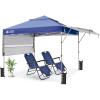 imageCROWN SHADES 10x10 Pop up Canopy Tent Patended Centerlock Instant Commercial Canopy with 150D Silver Coated Fabric Including 2 Extend Awnings 4 Ropes 8 Stakes 4 Weight Bags Navy BlueNavy Blue