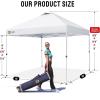 imageCROWN SHADES 10x10 Pop Up Canopy  Beach Tent with One Push Setup  Easy Outdoor Sun Shade for Events Parties Camping  Gazebo with STONGo Cover Bag Silver Coated Top Red StripsGrid White