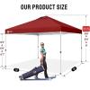 imageCROWN SHADES 10x10 Pop Up Canopy  Beach Tent with One Push Setup  Easy Outdoor Sun Shade for Events Parties Camping  Gazebo with STONGo Cover Bag Silver Coated Top Red StripsRed