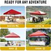 imageCROWN SHADES 10x10 Pop Up Canopy  Beach Tent with One Push Setup  Easy Outdoor Sun Shade for Events Parties Camping  Gazebo with STONGo Cover Bag Silver Coated Top Red StripsRed