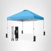 imageCROWN SHADES 10x10 Pop Up Canopy  Beach Tent with One Push Setup  Easy Outdoor Sun Shade for Events Parties Camping  Gazebo with STONGo Cover Bag Silver Coated Top Red StripsSky Blue