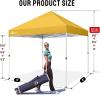 imageCROWN SHADES 10x10 Pop Up Canopy  Beach Tent with One Push Setup  Easy Outdoor Sun Shade for Events Parties Camping  Gazebo with STONGo Cover Bag Silver Coated Top Red StripsYellow