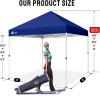 imageCROWN SHADES 10x10 Pop Up Canopy  Beach Tent with One Push Setup  Easy Outdoor Sun Shade for Events Parties Camping  Gazebo with STONGo Cover Bag Silver Coated Top Red StripsNavy Blue