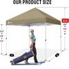 imageCROWN SHADES 10x10 Pop Up Canopy  Beach Tent with One Push Setup  Easy Outdoor Sun Shade for Events Parties Camping  Gazebo with STONGo Cover Bag Silver Coated Top Red StripsBeige