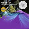 imageCROWN SHADES 10x10 Pop Up Canopy  Beach Tent with One Push Setup  Easy Outdoor Sun Shade for Events Parties Camping  Gazebo with STONGo Cover Bag Silver Coated Top Red StripsPurple