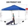imageCROWN SHADES 10x10 Pop Up Canopy  Beach Tent with One Push Setup  Easy Outdoor Sun Shade for Events Parties Camping  Gazebo with STONGo Cover Bag Silver Coated Top Red StripsBlue