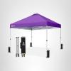 imageCROWN SHADES 10x10 Pop Up Canopy  Beach Tent with One Push Setup  Easy Outdoor Sun Shade for Events Parties Camping  Gazebo with STONGo Cover Bag Silver Coated Top Red StripsPurple