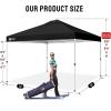 imageCROWN SHADES 10x10 Pop Up Canopy  Beach Tent with One Push Setup  Easy Outdoor Sun Shade for Events Parties Camping  Gazebo with STONGo Cover Bag Silver Coated Top Red StripsBlack