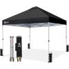 imageCROWN SHADES 10x10 Pop Up Canopy  Beach Tent with One Push Setup  Easy Outdoor Sun Shade for Events Parties Camping  Gazebo with STONGo Cover Bag Silver Coated Top Red StripsBlack