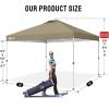 imageCROWN SHADES 10x10 Pop Up Canopy  Beach Tent with One Push Setup  Easy Outdoor Sun Shade for Events Parties Camping  Gazebo with STONGo Cover Bag Silver Coated Top Red StripsBeige