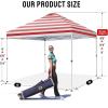 imageCROWN SHADES 10x10 Pop Up Canopy  Beach Tent with One Push Setup  Easy Outdoor Sun Shade for Events Parties Camping  Gazebo with STONGo Cover Bag Silver Coated Top Red StripsRed Stripes