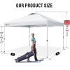 imageCROWN SHADES 10x10 Pop Up Canopy  Beach Tent with One Push Setup  Easy Outdoor Sun Shade for Events Parties Camping  Gazebo with STONGo Cover Bag Silver Coated Top Red StripsGrid White