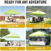 imageCROWN SHADES 10x10 Pop Up Canopy  Beach Tent with One Push Setup  Easy Outdoor Sun Shade for Events Parties Camping  Gazebo with STONGo Cover Bag Silver Coated Top Red StripsGreen