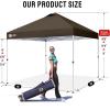 imageCROWN SHADES 10x10 Pop Up Canopy  Beach Tent with One Push Setup  Easy Outdoor Sun Shade for Events Parties Camping  Gazebo with STONGo Cover Bag Silver Coated Top Red StripsCoffee