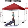 imageCROWN SHADES 10x10 Pop Up Canopy  Beach Tent with One Push Setup  Easy Outdoor Sun Shade for Events Parties Camping  Gazebo with STONGo Cover Bag Silver Coated Top Red StripsRed