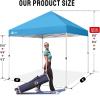 imageCROWN SHADES 10x10 Pop Up Canopy  Beach Tent with One Push Setup  Easy Outdoor Sun Shade for Events Parties Camping  Gazebo with STONGo Cover Bag Silver Coated Top Red StripsSky Blue