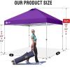 imageCROWN SHADES 10x10 Pop Up Canopy  Beach Tent with One Push Setup  Easy Outdoor Sun Shade for Events Parties Camping  Gazebo with STONGo Cover Bag Silver Coated Top Red StripsPurple