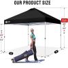 imageCROWN SHADES 10x10 Pop Up Canopy  Beach Tent with One Push Setup  Easy Outdoor Sun Shade for Events Parties Camping  Gazebo with STONGo Cover Bag Silver Coated Top Red StripsBlack