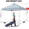imageCROWN SHADES 10x10 Pop Up Canopy  Beach Tent with One Push Setup  Easy Outdoor Sun Shade for Events Parties Camping  Gazebo with STONGo Cover Bag Silver Coated Top Red StripsCyan Blue Stripes