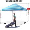 imageCROWN SHADES 10x10 Pop Up Canopy  Beach Tent with One Push Setup  Easy Outdoor Sun Shade for Events Parties Camping  Gazebo with STONGo Cover Bag Silver Coated Top Red StripsSky Blue Stripes