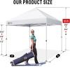 imageCROWN SHADES 10x10 Pop Up Canopy  Beach Tent with One Push Setup  Easy Outdoor Sun Shade for Events Parties Camping  Gazebo with STONGo Cover Bag Silver Coated Top Red StripsGrid White