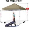 imageCROWN SHADES 10x10 Pop Up Canopy  Beach Tent with One Push Setup  Easy Outdoor Sun Shade for Events Parties Camping  Gazebo with STONGo Cover Bag Silver Coated Top Red StripsBeige