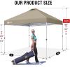 imageCROWN SHADES 10x10 Pop Up Canopy  Beach Tent with One Push Setup  Easy Outdoor Sun Shade Shelter for Events Parties  Gazebo with STONGo Cover Bag Silver Coated TopLight GrayBeige