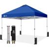 imageCROWN SHADES 10x10 Pop Up Canopy  Beach Tent with One Push Setup  Easy Outdoor Sun Shade Shelter for Events Parties  Gazebo with STONGo Cover Bag Silver Coated TopLight GrayNavy Blue