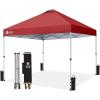 imageCROWN SHADES 10x10 Pop Up Canopy  Beach Tent with One Push Setup  Easy Outdoor Sun Shade Shelter for Events Parties  Gazebo with STONGo Cover Bag Silver Coated TopLight GrayRed