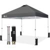 imageCROWN SHADES 10x10 Pop Up Canopy  Beach Tent with One Push Setup  Easy Outdoor Sun Shade Shelter for Events Parties  Gazebo with STONGo Cover Bag Silver Coated TopLight GrayGrid Grey