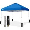 imageCROWN SHADES 10x10 Pop Up Canopy  Beach Tent with One Push Setup  Easy Outdoor Sun Shade Shelter for Events Parties  Gazebo with STONGo Cover Bag Silver Coated TopLight GrayBlue