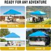 imageCROWN SHADES 10x10 Pop Up Canopy  Beach Tent with One Push Setup  Easy Outdoor Sun Shade Shelter for Events Parties  Gazebo with STONGo Cover Bag Silver Coated TopLight GraySky Blue