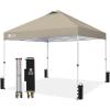 imageCROWN SHADES 10x10 Pop Up Canopy  Beach Tent with One Push Setup  Easy Outdoor Sun Shade Shelter for Events Parties  Gazebo with STONGo Cover Bag Silver Coated TopLight GrayBeige