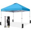 imageCROWN SHADES 10x10 Pop Up Canopy  Beach Tent with One Push Setup  Easy Outdoor Sun Shade Shelter for Events Parties  Gazebo with STONGo Cover Bag Silver Coated TopLight GraySky Blue