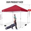 imageCROWN SHADES 10x10 Pop Up Canopy  Beach Tent with One Push Setup  Easy Outdoor Sun Shade Shelter for Events Parties  Gazebo with STONGo Cover Bag Silver Coated TopLight GrayRed
