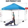 imageCROWN SHADES 10x10 Pop Up Canopy  Beach Tent with One Push Setup  Easy Outdoor Sun Shade Shelter for Events Parties  Gazebo with STONGo Cover Bag Silver Coated TopLight GraySky Blue