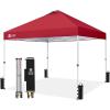imageCROWN SHADES 10x10 Pop Up Canopy  Beach Tent with One Push Setup  Easy Outdoor Sun Shade Shelter for Events Parties  Gazebo with STONGo Cover Bag Silver Coated TopLight GrayRed